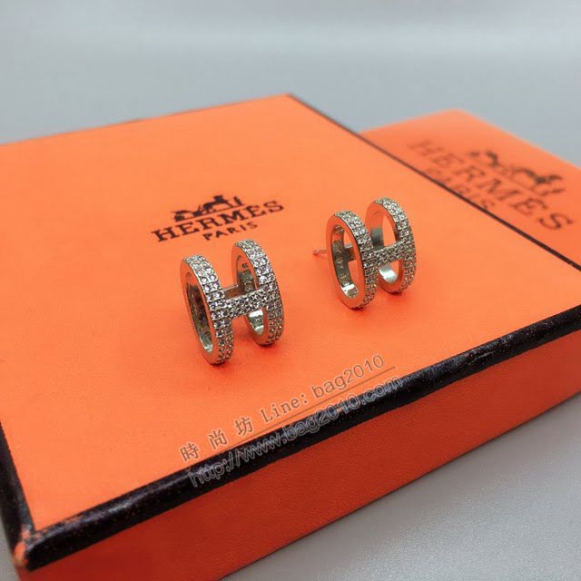 Hermes首飾品 愛馬仕H經典耳釘 Hermes愛情魔法方形琺瑯耳環  zgh1512